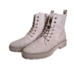 TOMS Ayala Women’s Faux Leather Ankle Combat Lace-up boots